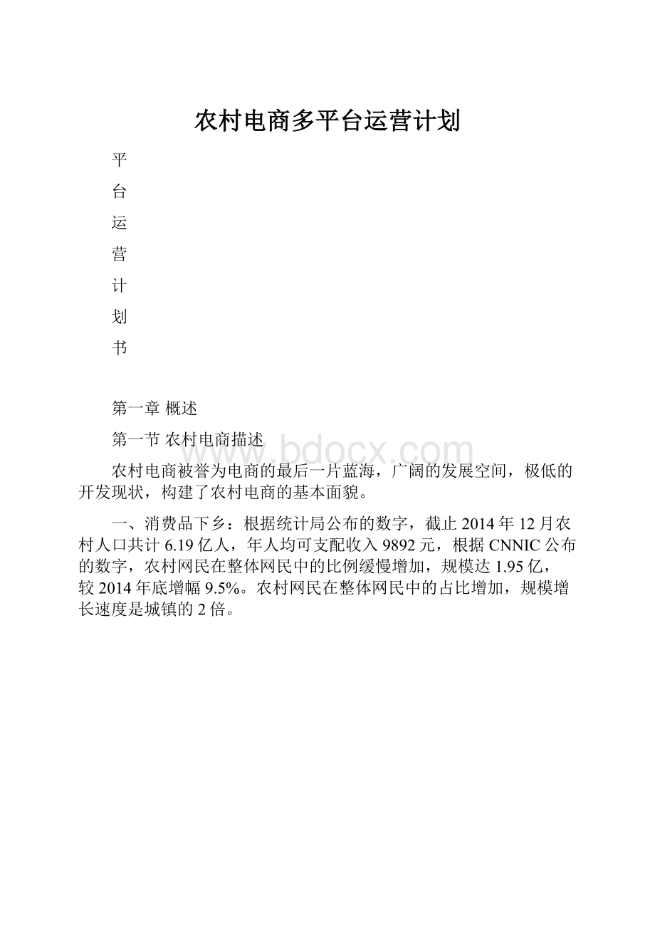 农村电商多平台运营计划.docx_第1页