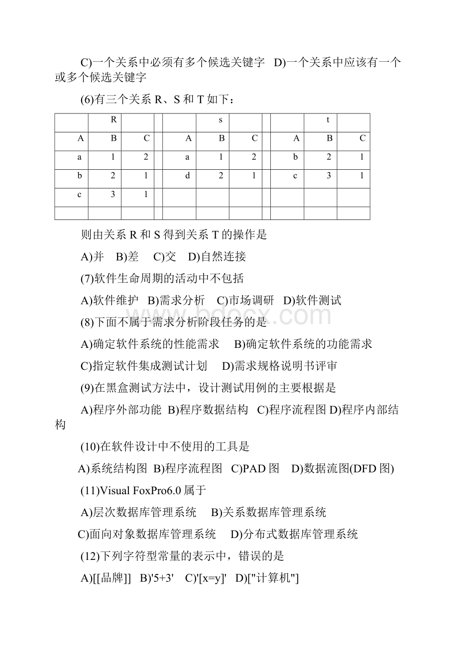 全国计算机等级考试二级VFP笔试试题及解析.docx_第2页