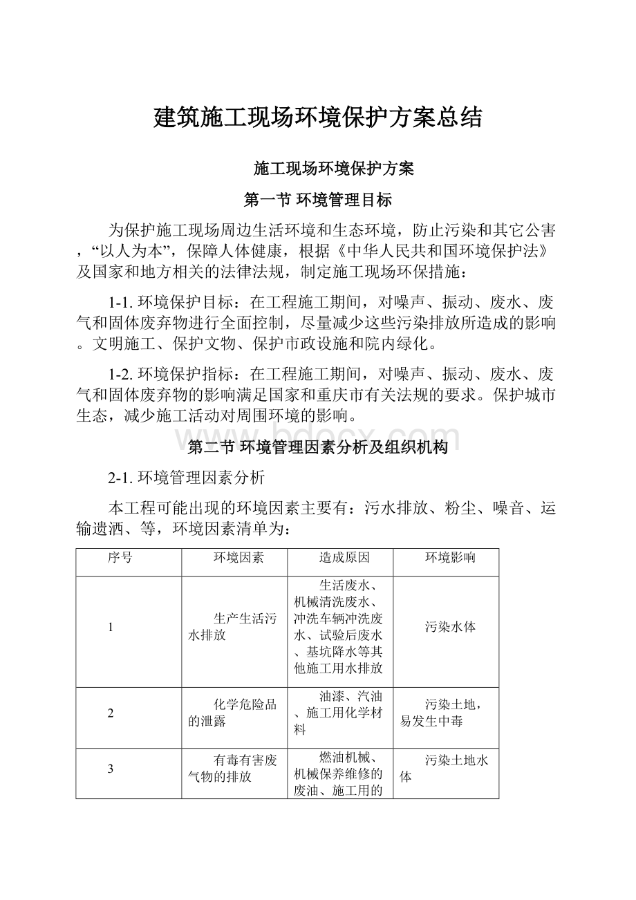 建筑施工现场环境保护方案总结.docx