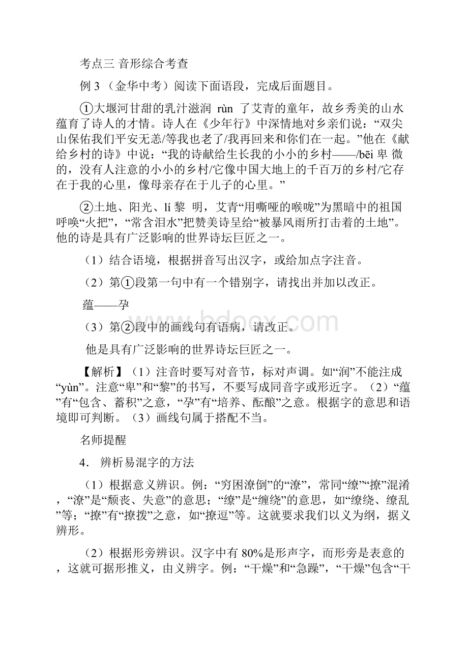 浙江省中考语文复习讲解篇第一篇积累与运用第一节字音字形含答案.docx_第3页