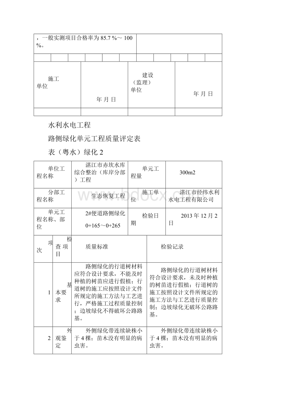 表粤水绿化2 路侧绿化单元工程质量评定表.docx_第3页