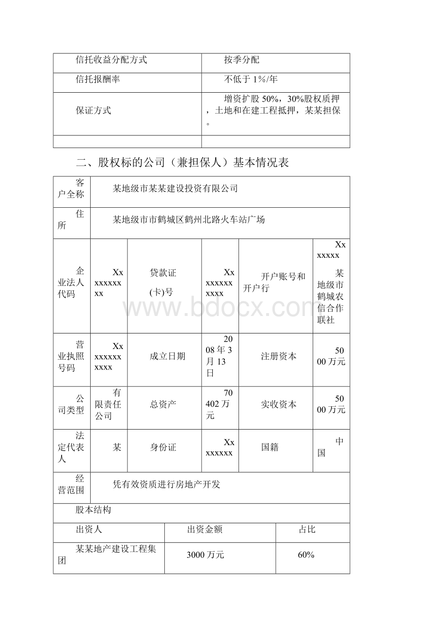 某某地产单一资金信托计划方案说明书.docx_第2页