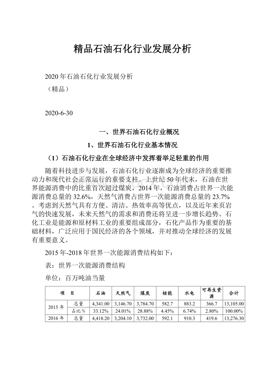 精品石油石化行业发展分析.docx_第1页