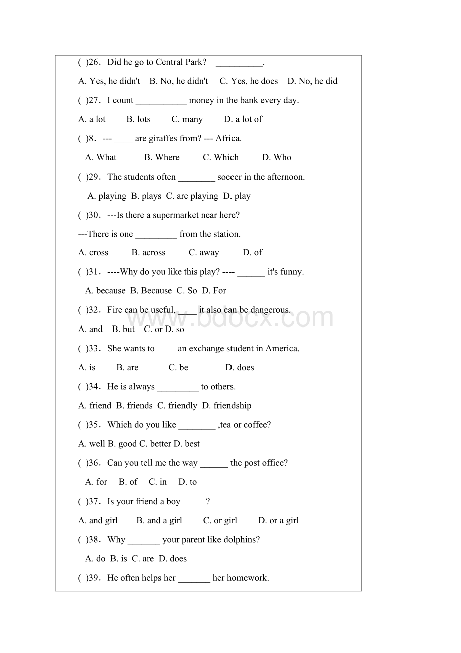 初一七年级英语下册单项选择题精选300题.docx_第3页