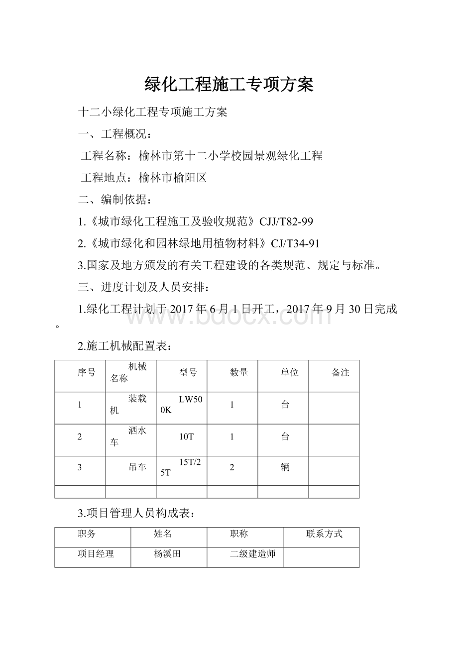 绿化工程施工专项方案.docx_第1页