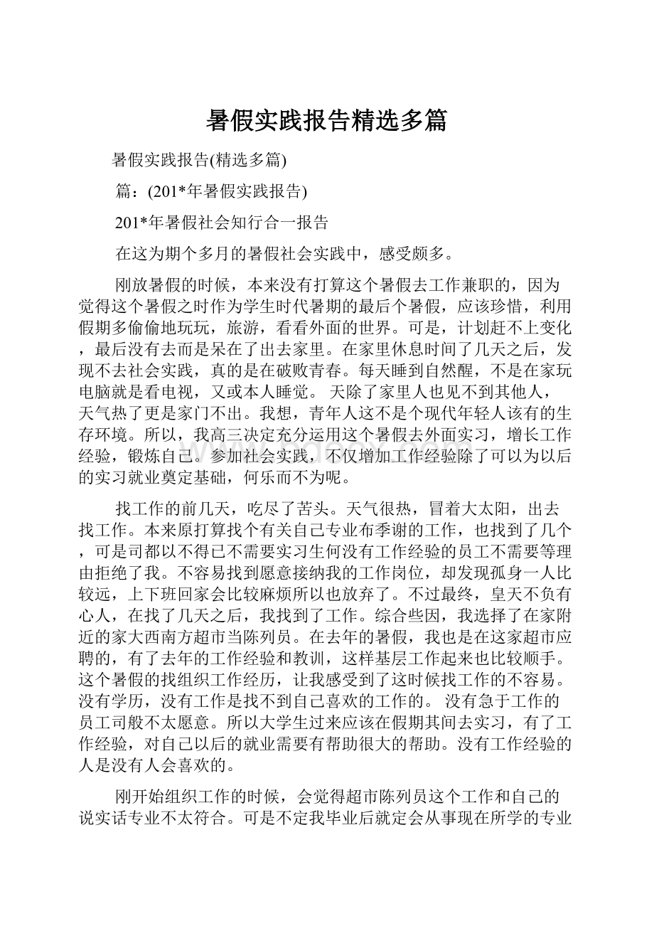 暑假实践报告精选多篇.docx