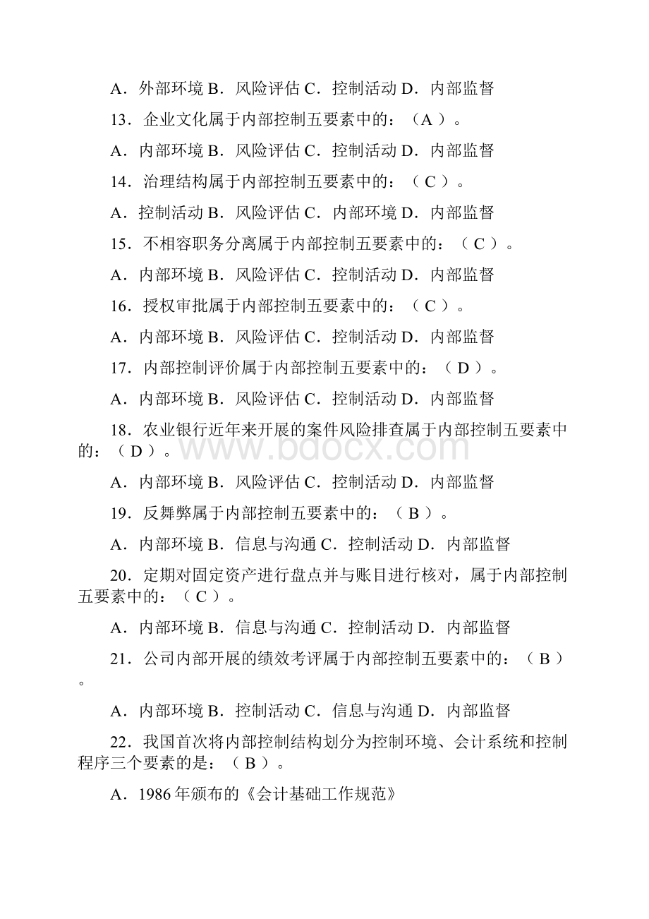 最新内控合规管理岗位资格考试单选题.docx_第3页