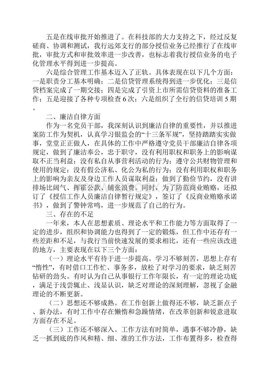 银行信贷管理部门负责人述职述廉总结报告.docx_第2页