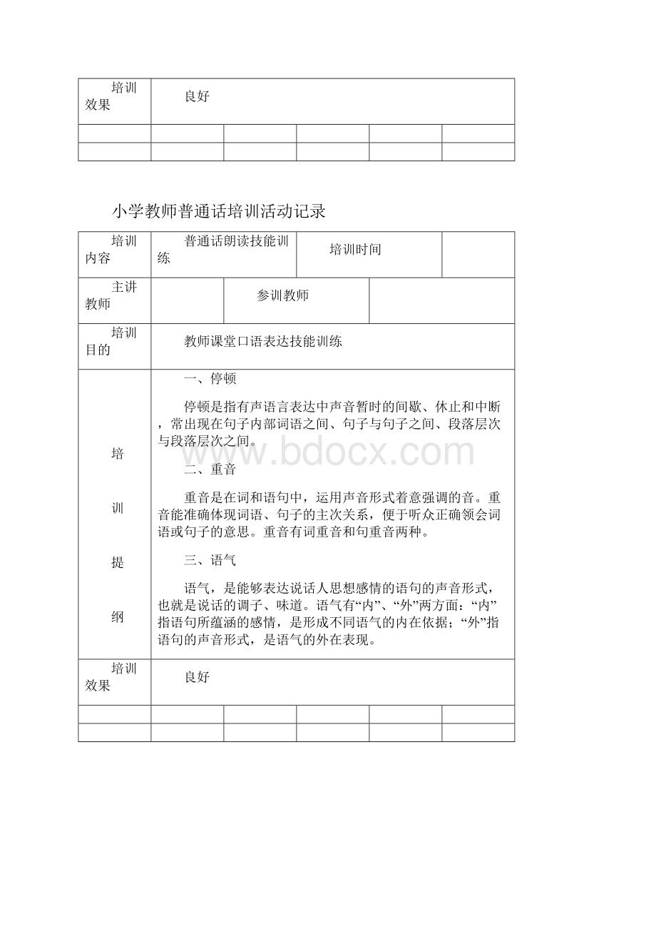 小学教师普通话培训活动记录68997.docx_第2页