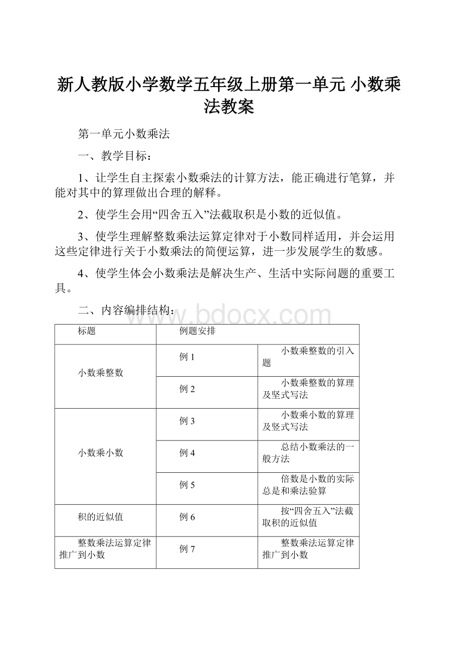 新人教版小学数学五年级上册第一单元 小数乘法教案.docx_第1页