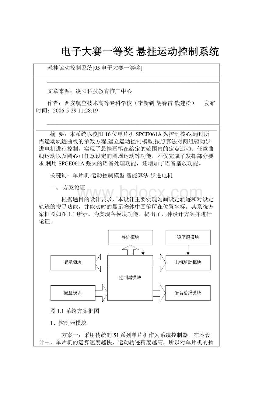 电子大赛一等奖 悬挂运动控制系统.docx_第1页