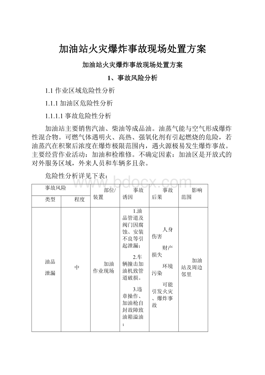 加油站火灾爆炸事故现场处置方案.docx