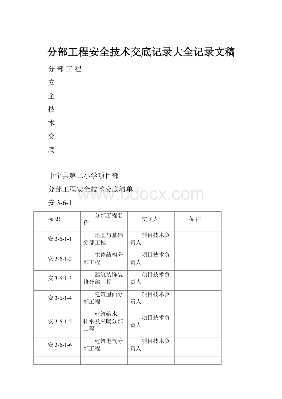 分部工程安全技术交底记录大全记录文稿.docx