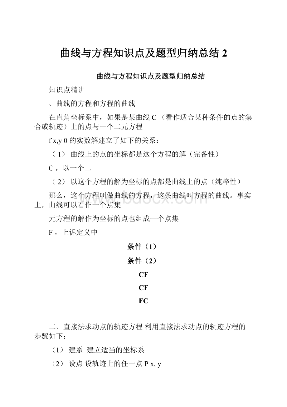 曲线与方程知识点及题型归纳总结2.docx_第1页