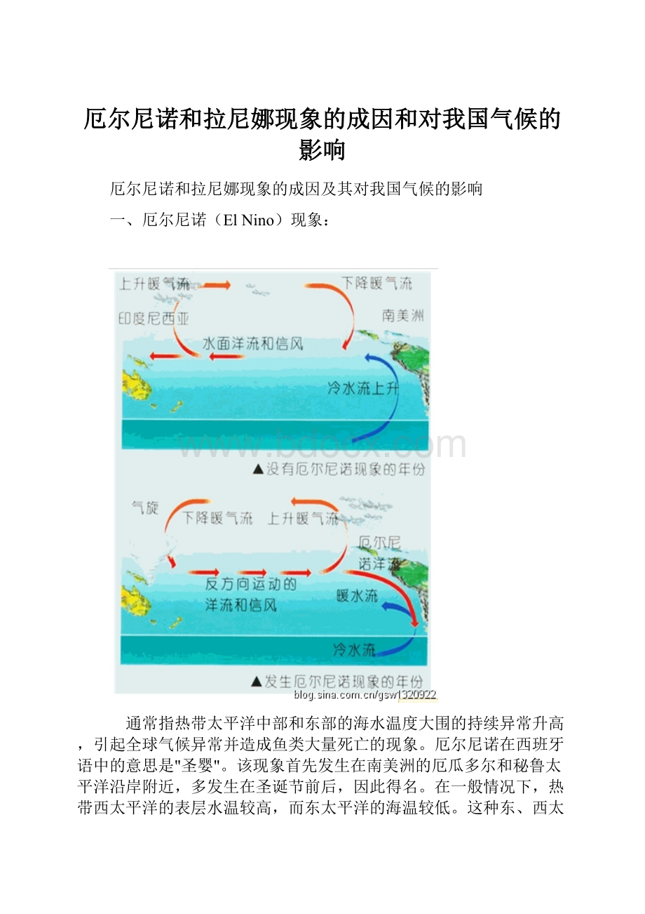 厄尔尼诺和拉尼娜现象的成因和对我国气候的影响.docx