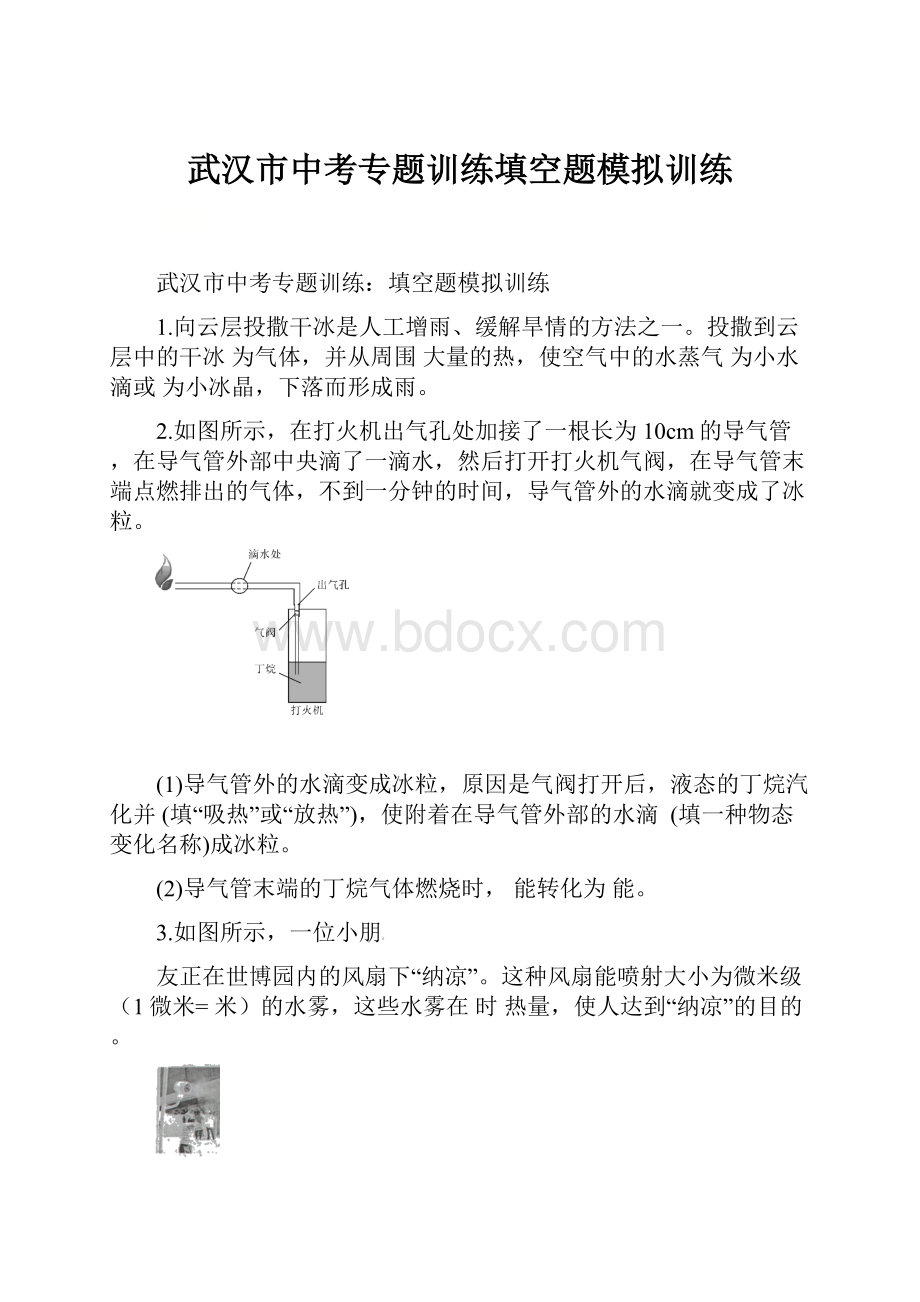 武汉市中考专题训练填空题模拟训练.docx