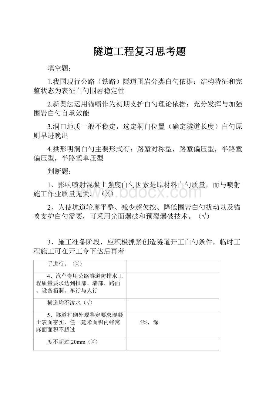 隧道工程复习思考题.docx_第1页