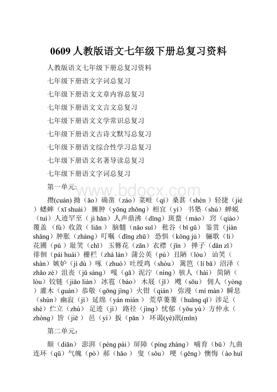 0609人教版语文七年级下册总复习资料.docx_第1页