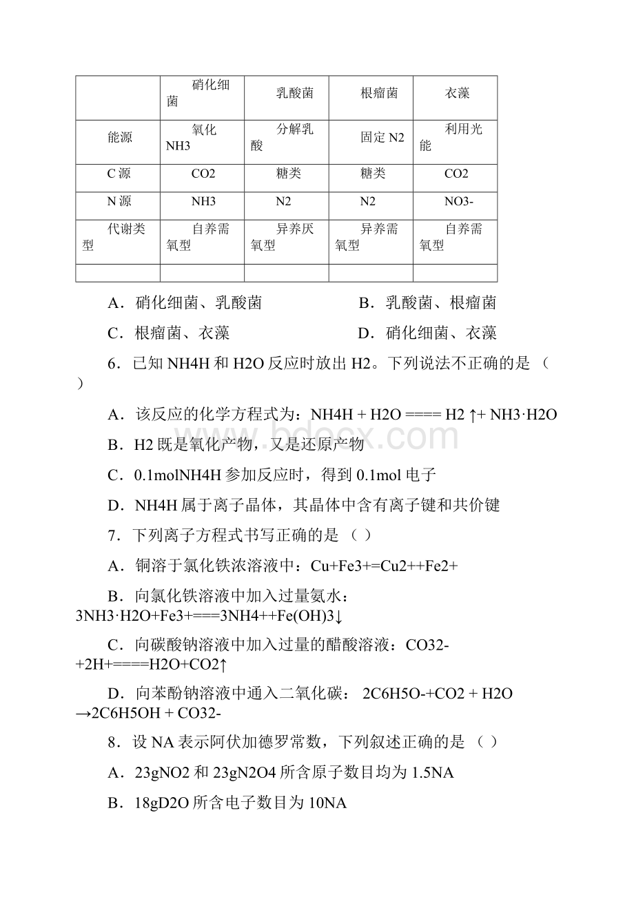 最新甘肃省第一次高考诊断考试理科综合能力测.docx_第3页