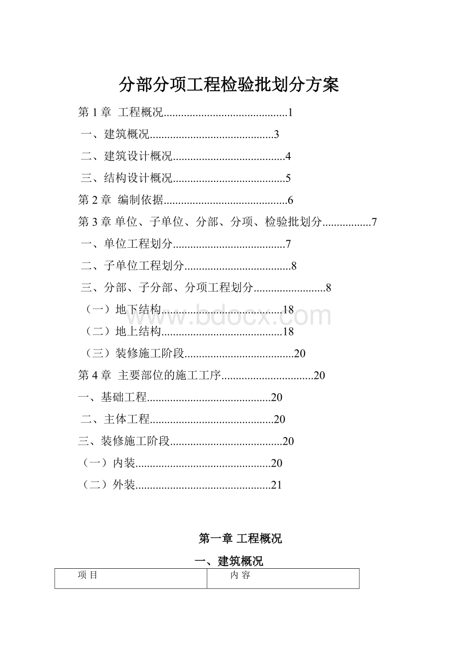 分部分项工程检验批划分方案.docx