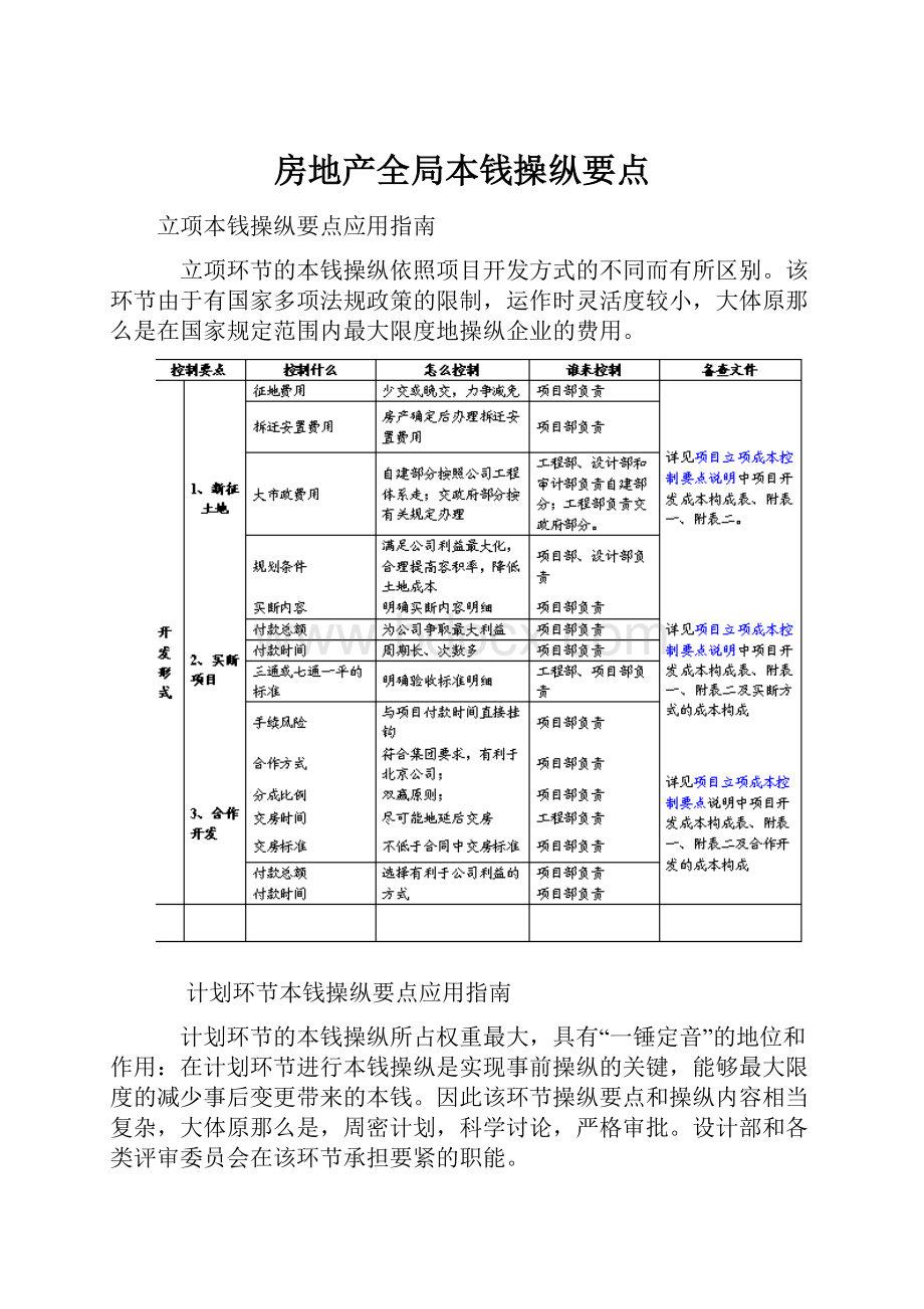 房地产全局本钱操纵要点.docx_第1页