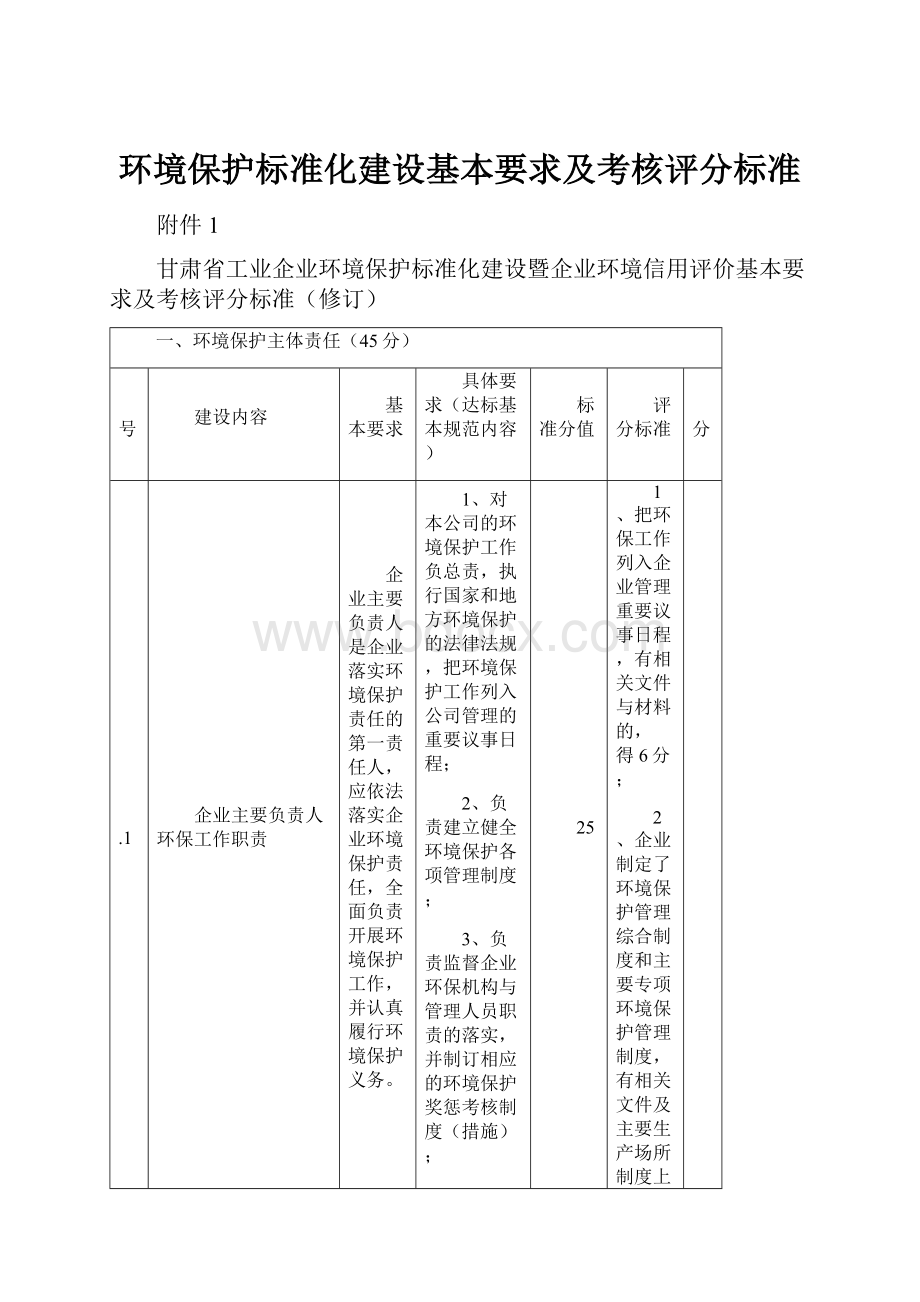 环境保护标准化建设基本要求及考核评分标准.docx