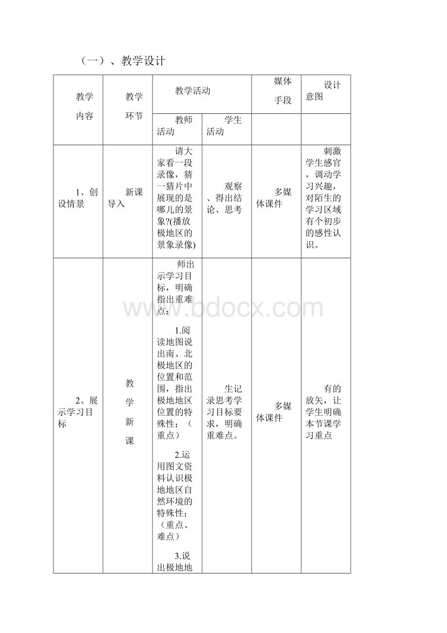 初中地理第十章 极地地区教学设计学情分析教材分析课后反思.docx_第3页