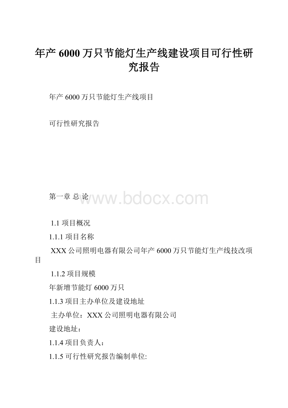 年产6000万只节能灯生产线建设项目可行性研究报告.docx