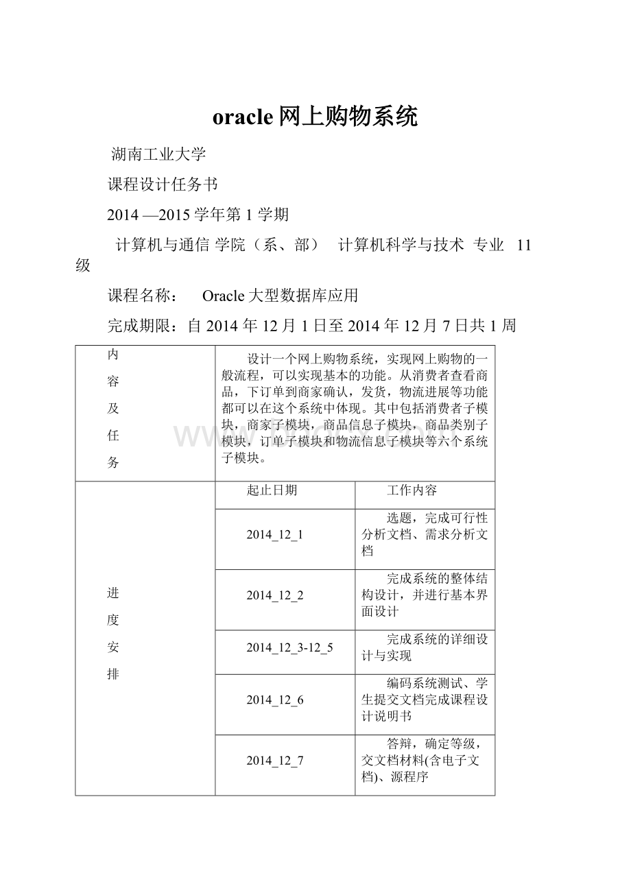 oracle网上购物系统.docx_第1页