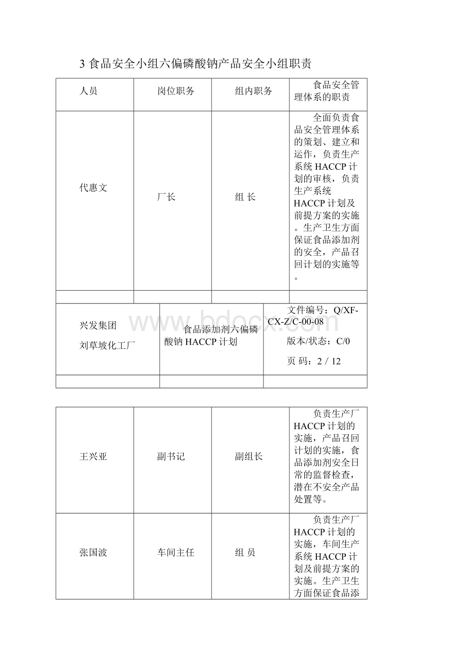 食品添加剂六偏磷酸钠HACCP计划书.docx_第3页