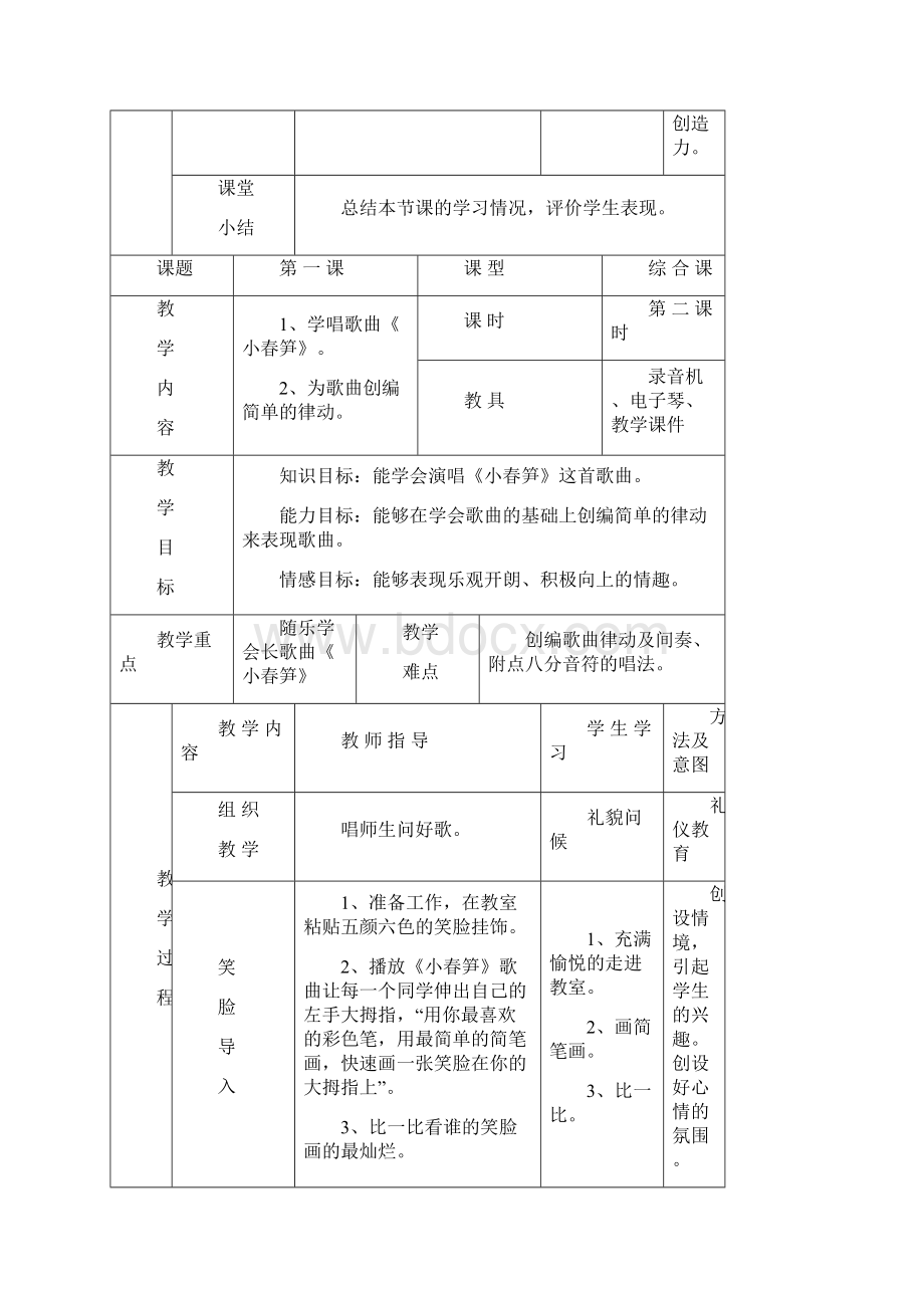 湘版湖南文艺出版社小学二年级音乐全册教案.docx_第3页