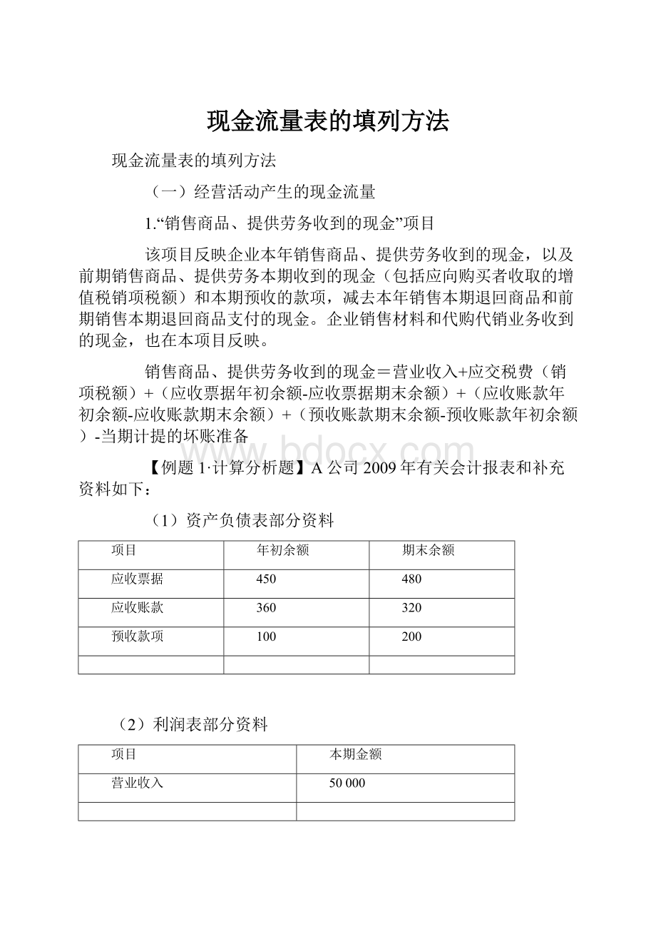 现金流量表的填列方法.docx