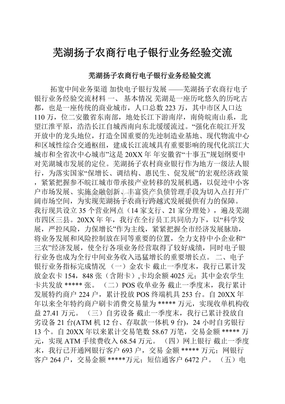 芜湖扬子农商行电子银行业务经验交流.docx_第1页