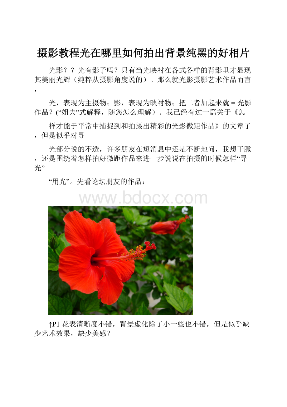 摄影教程光在哪里如何拍出背景纯黑的好相片.docx_第1页