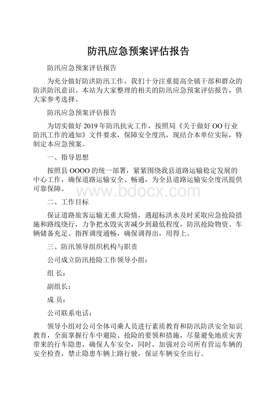 防汛应急预案评估报告.docx_第1页