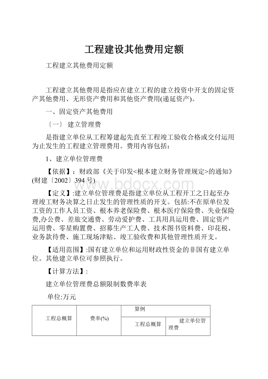 工程建设其他费用定额.docx