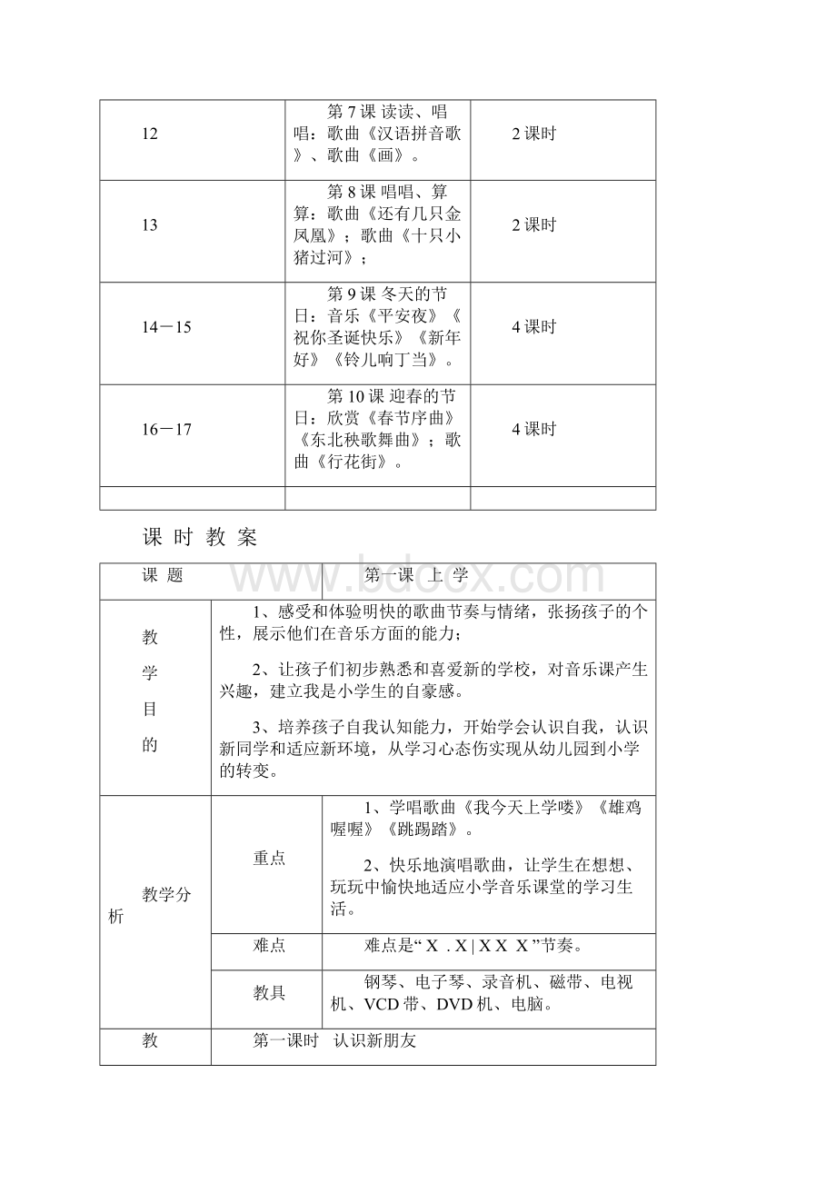 完整打印版小学一年级上册音乐教案花城出版社广东教育出版社.docx_第2页