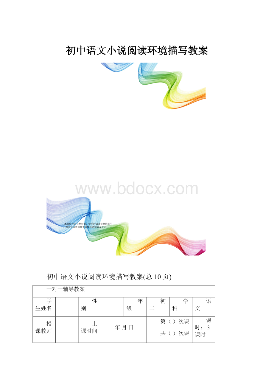 初中语文小说阅读环境描写教案.docx_第1页