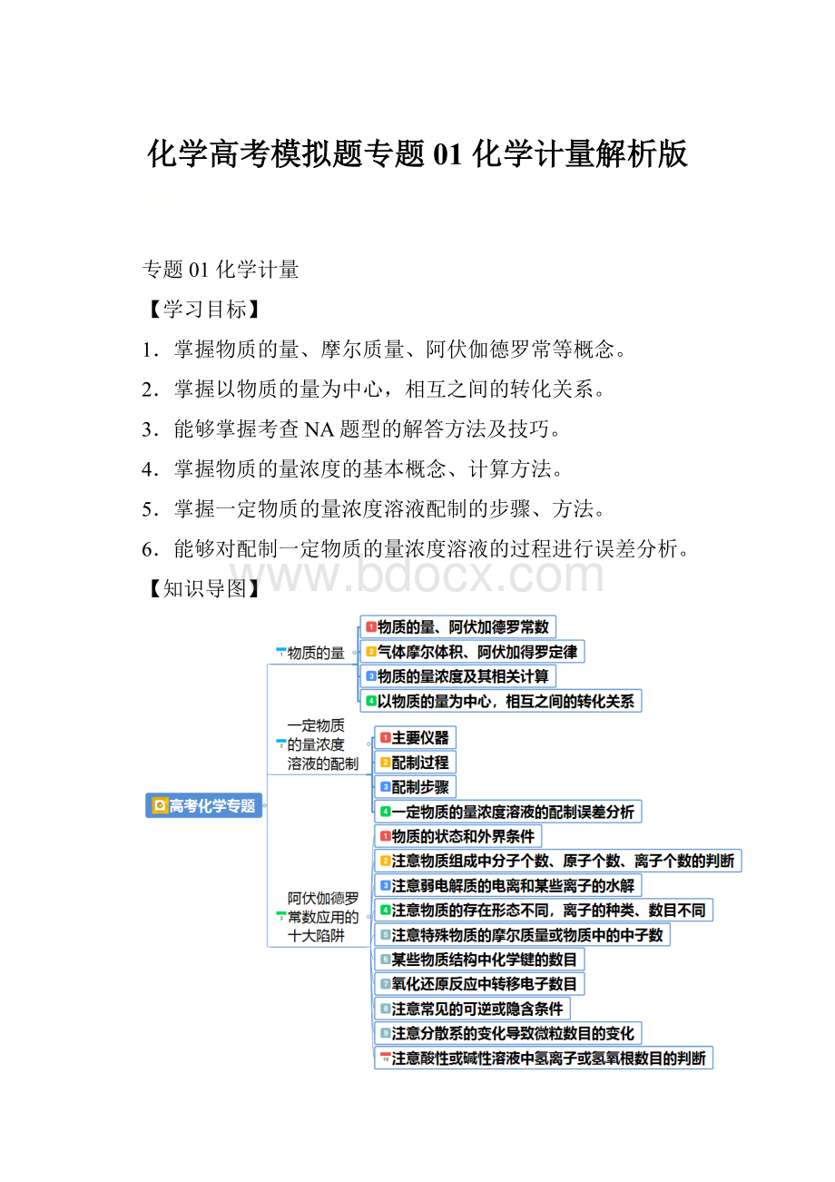 化学高考模拟题专题01 化学计量解析版.docx