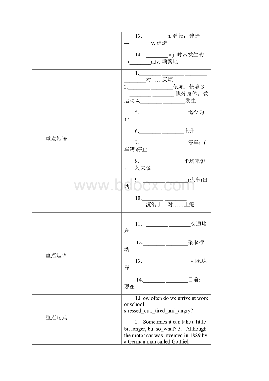 北师大版高中英语一轮复习讲练精品Part I 学案+作业 Unit 9 Wheels学案.docx_第2页