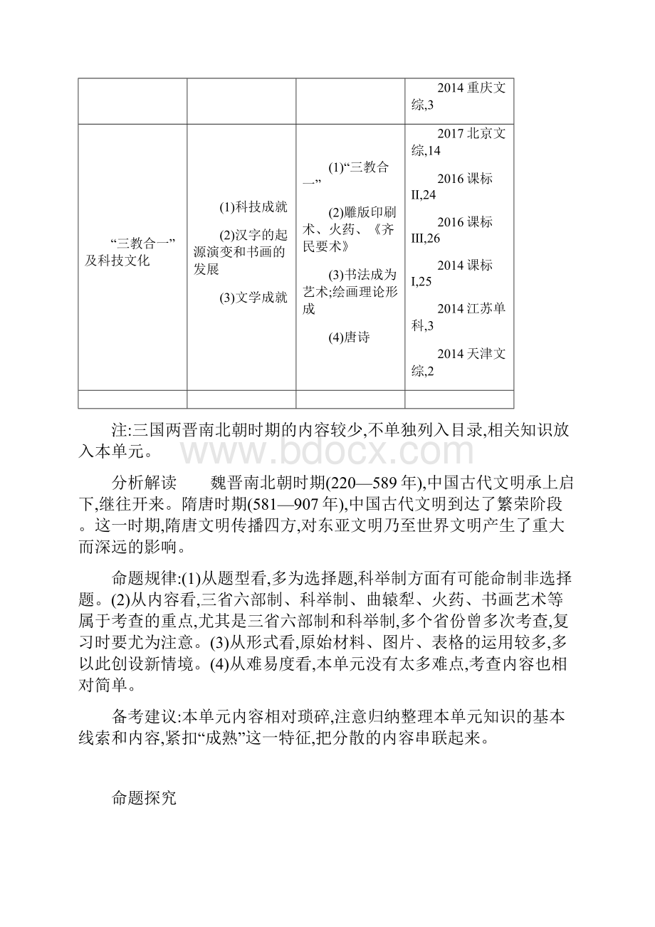 新课标版版高考历史一轮复习 第三单元中国古代文明的曲折与繁荣魏晋至隋唐讲学案.docx_第2页