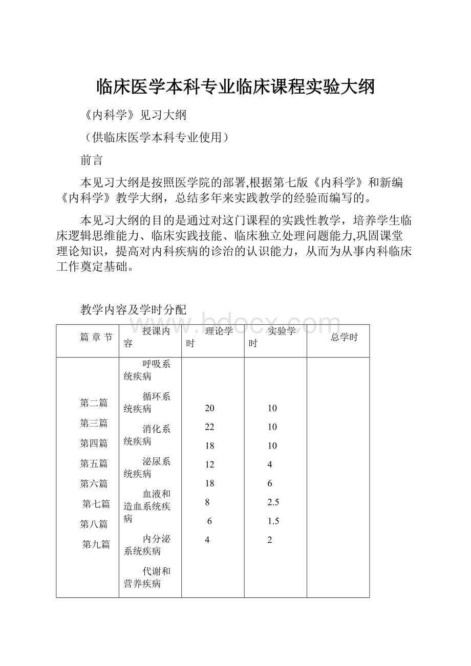 临床医学本科专业临床课程实验大纲.docx