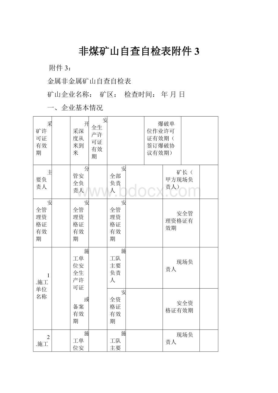 非煤矿山自查自检表附件3.docx_第1页