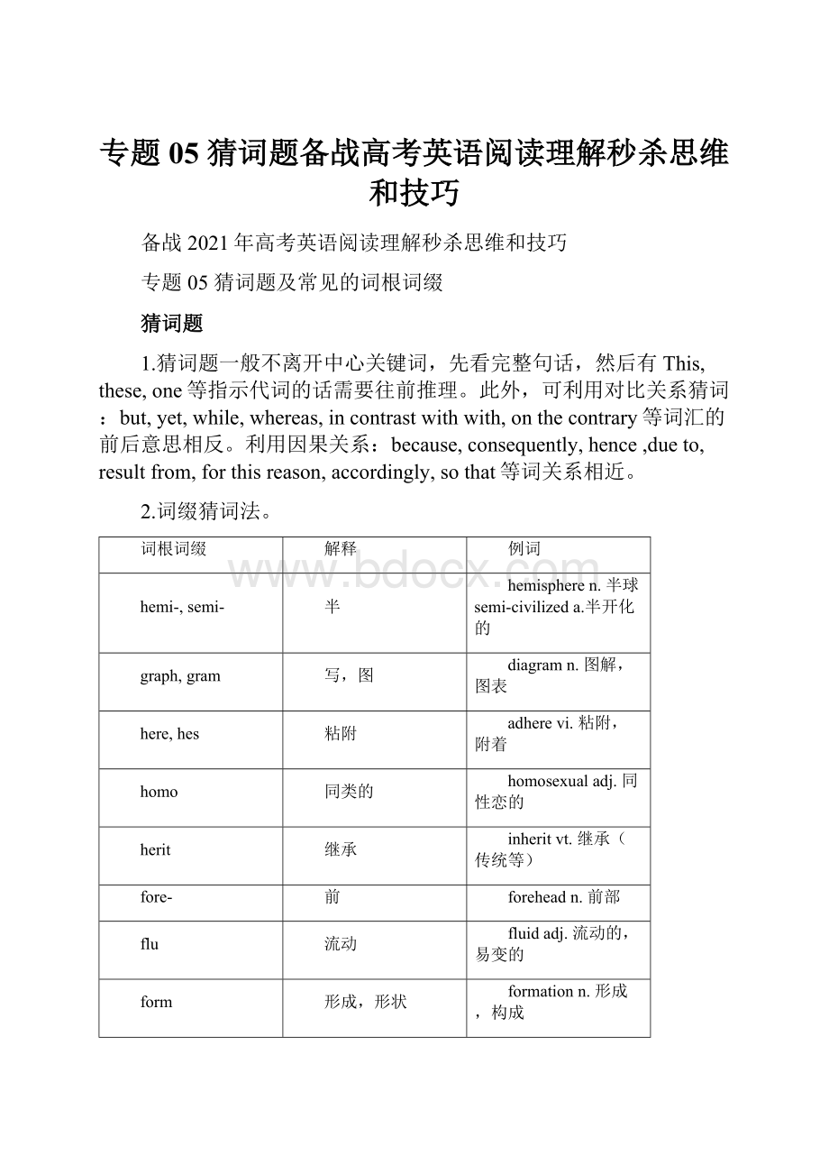 专题05 猜词题备战高考英语阅读理解秒杀思维和技巧.docx_第1页