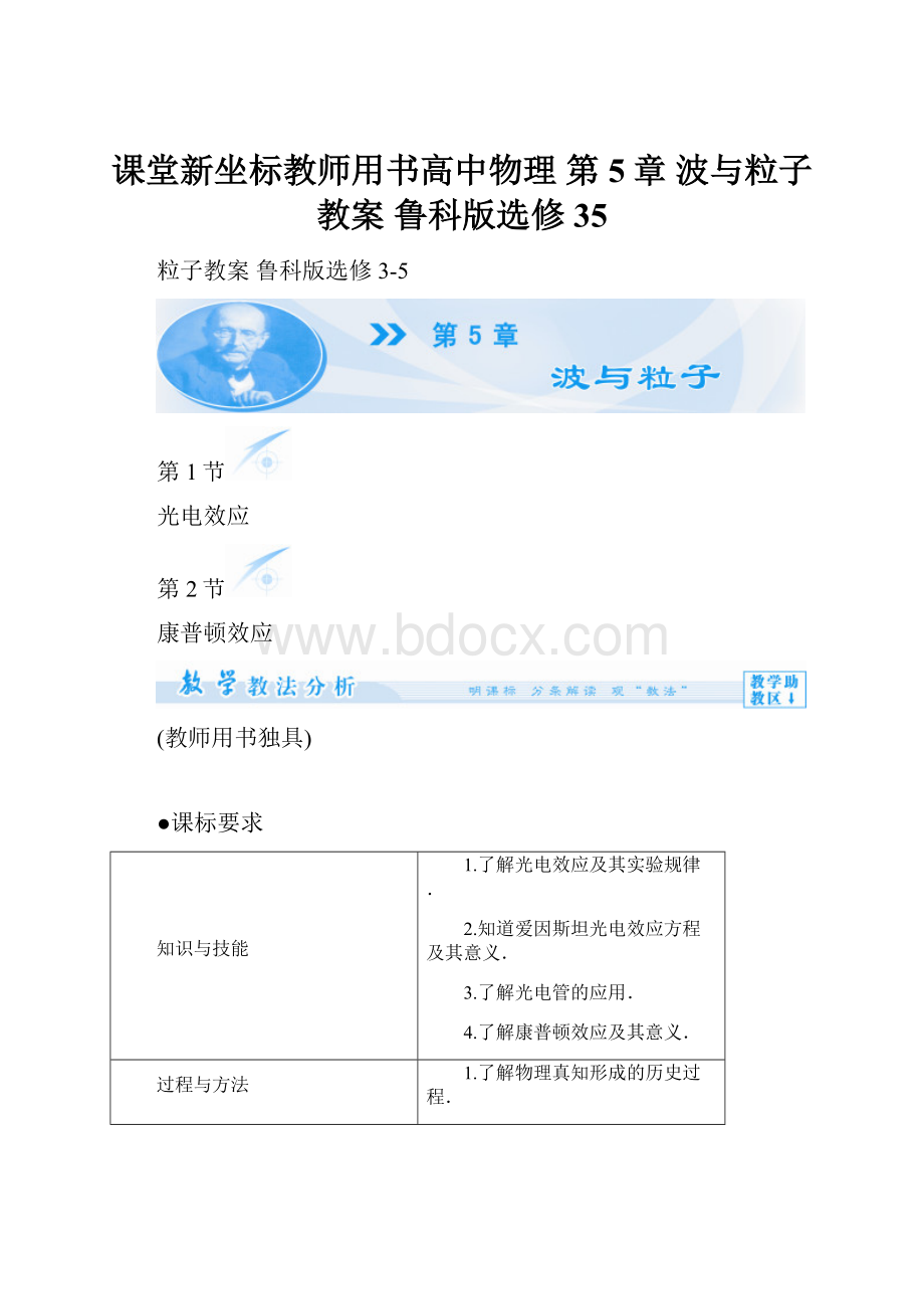 课堂新坐标教师用书高中物理 第5章 波与粒子教案 鲁科版选修35.docx_第1页