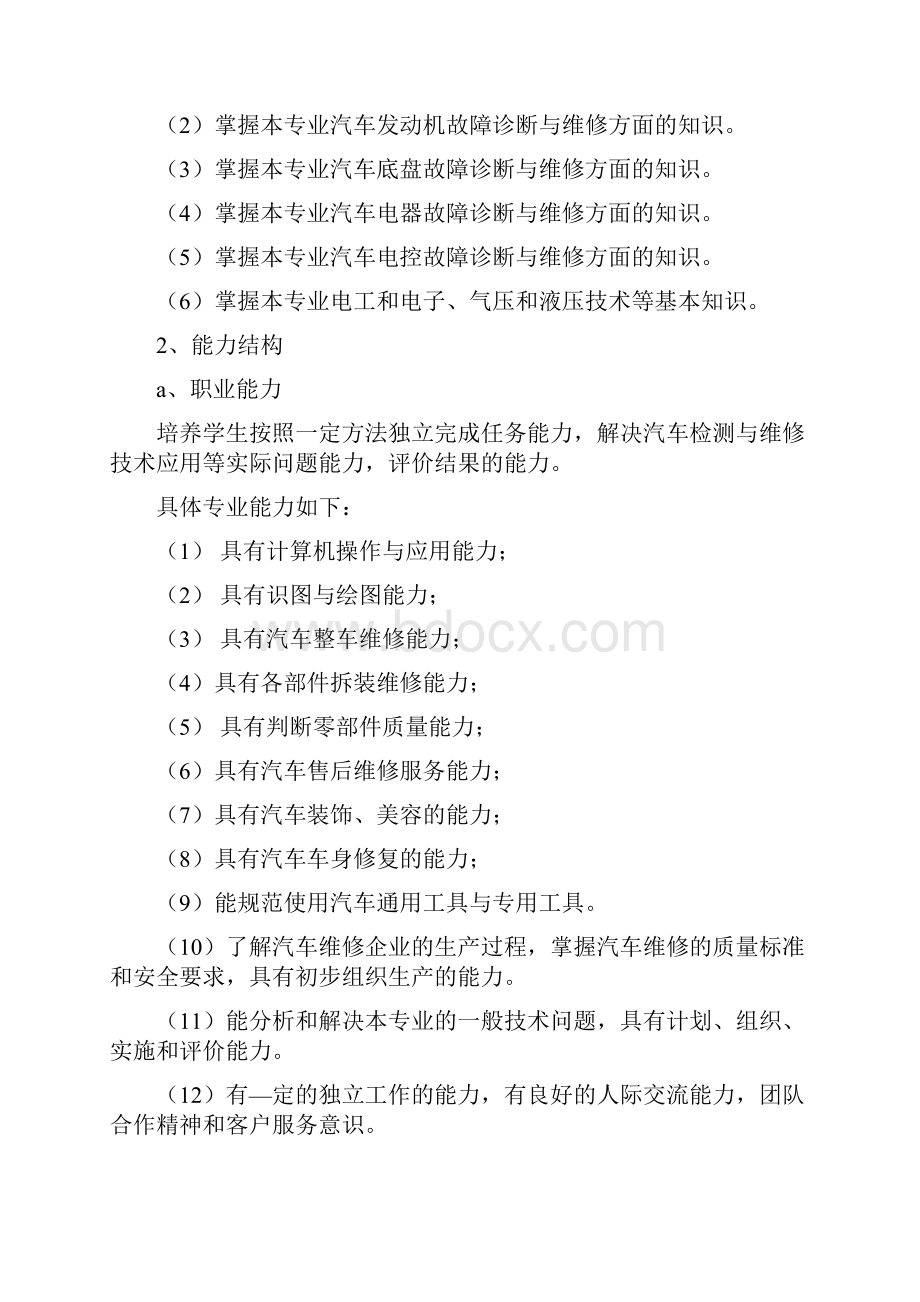 汽车运用及维修专业人才培养方案.docx_第2页