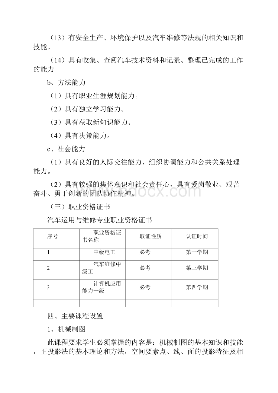 汽车运用及维修专业人才培养方案.docx_第3页