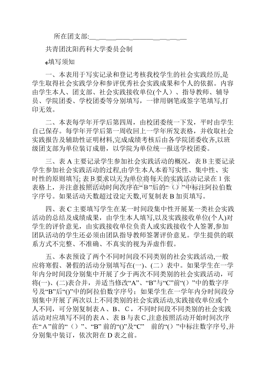 沈阳药科大学本科学生社会实践活动写实记录及考核登记表.docx_第2页