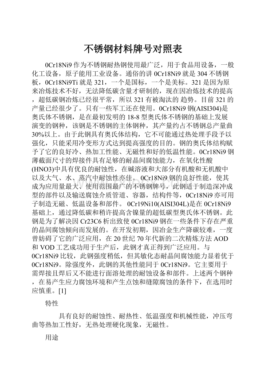 不锈钢材料牌号对照表.docx