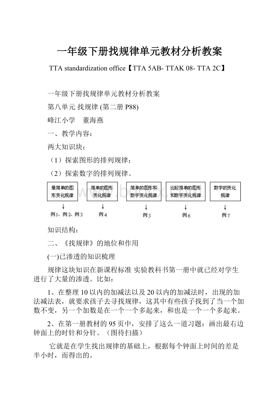 一年级下册找规律单元教材分析教案.docx_第1页